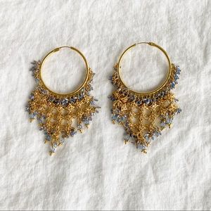 Gold and blue earrings